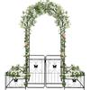 Kalolary 2,2 M Arco Giardino con Cancello e Scatole per Piante, Kalolary Pergolato Giardino Metallo Resistente Piante Rampicanti Traliccio Nozze Arco Viti Rose Supporto Arrampicata Prato Cortile Patio Esterno