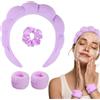 WD&CD Spa Fascia per Capelli da Donna, Fascia per Spa in Spugna con 2 Fasce per Polso e 1 Elastici per Capelli per Lavare il Viso, Cura della Pelle, Trucco, Doccia, Rimozione del Trucco - Viola