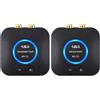 1Mii 2.4GHz (1 TX+1 RX) Set Trasmettitore e Ricevitore Audio Wireless per TV, Bassa Latenza 25ms con Ingresso/Uscita AUX RCA da 3.5mm, Adattatore Audio Wireless per TV, PC, Altoparlante, Amplificatore