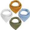 WD&CD Bebe - Bavaglini triangolari con 2 bottoni regolabili, morbidi e assorbenti, per unisex, colore: bianco + blu chiaro + giallo + verde scuro