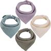 WD&CD Bavaglino Neonato Bavaglina, 4 Pezzi Bavaglini Cotone con 2 Bottoni a Pressione, Super Assorbenti Morbidi, Bambino Drool Bavaglini per Ragazzi e Ragazze - Colore 4