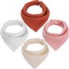 WD&CD Bavaglino Neonato Bavaglini Bandana, 4 Pezzi Bavaglini Cotone con 2 Bottoni a Pressione, Super Assorbenti Morbidi, Bambino Drool Bavaglini per Ragazzi e Ragazze - Colore 2