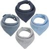 WD&CD Bavaglino Bandana Drool Neonato, 4 Pezzi Cotone con 2 Bottoni a Pressione, Super Assorbenti Morbidi, per Ragazzi e Bambino - Colore 1
