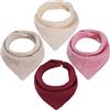WD&CD Bavaglino Neonato Bavaglini Bandana, 4 Pezzi Bavaglini Cotone con 2 Bottoni a Pressione, Super Assorbenti Morbidi, Bambino Drool Bavaglini per Ragazzi e Ragazze - Colore 5