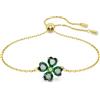 Swarovski Braccialetto Idyllia, Taglio misto, Quadrifoglio, Verde, Placcato color oro