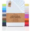 NatureMark Lenzuolo con angoli elasticizzati in jersey, in 100% cotone, in molti colori e misure, conforme all'Oeko-Tex Standard 100, 180 x 200 cm - 200 x 200 cm - bianco