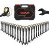 VEVOR Set di Chiavi Combinate a Cricchetto 24 Pezzi, Set di Chiavi a Cricchetto con Testa Snodata a 180°, Metriche e SAE, in Acciaio Cr-V, con Custodia Resistente, per Uso Casa e Auto, Finitura Nero