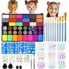 MCTNCT Face Body Paint,Body Painting Colori Macaron,Truccabimbi Kit Anallergici Atossici,42 Colori Trucco per Viso e Corpo,con 12 Pennelli,Face Painting Bambini per Halloween,Carnevale, Pasqua,Natale