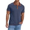 PrinStory Polo da uomo traspirante maglietta a maniche corte bottoni classico casual top, blu navy, XXL
