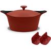COOKUT L'Incredibile Cocotte in Metallo 28cm Rosso Passione con Pomello in Metallo e Presine