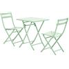Outsunny Set Tavolo e Sedie da Giardino ed Esterno in Metallo Verde, Set da 3 Pezzi Pieghevole e Salvaspazio|Aosom