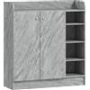 HOMCOM Scarpiera Moderna in Legno con 4 Ripiani Aperti e Armadietto per 12 Paia, 83x30x90 cm, Grigio Cemento | Aosom Italy