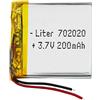 Liter energy battery Batteria 702020 LiPo 3.7V 200mAh 0.75Wh 1S 5C Liter Energy Battery per l'elettronica Ricaricabile Telefono Portatile Smartwatch Orologio GPS - Non adatto per Radiocomando 22x20x7mm (200mAh|702020)