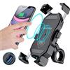iMESTOU Moto Wireless 15W Qi/USB Quick Charger 3.0 Supporto per Telefono Montaggio su Manubrio 22-32mm o Specchietto Retrovisore Ricarica Veloce per Cellulari da 3,5-6,8(Spessore Massimo 12 mm)