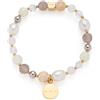 JEWELS BY LEONARDO Bracciale Hope elastico a braccio, in acciaio inox dorato, perle con ciondolo, perle di agata e conchiglia, lunghezza 20,5 cm, regalo da donna 022633, Eine Grösse, Acciaio