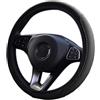 CGEAMDY Coprivolante per Auto, Universale Finta Pelle, Traspirante e Antiscivolo, Microfibra Dimensioni Standard 38 cm, Accessori Durevoli da Interno (Nero)