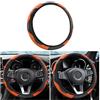 CGEAMDY Coprivolante Auto Universale, 37-38 cm Pelle Microfibra, Arancione | Antiscivolo Traspirante, Cuciture Decorative, Presa Confortevole, per Tutte le Stagioni, Accessori Interni Auto