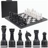 Radicaln Set di scacchi in marmo con scatola portaoggetti 15 pollici Set di scacchi fatti a mano in bianco e nero per adulti -1 scacchiera e 32 pezzi degli scacchi - Gioco di scacchi da tavolo
