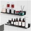 Wisfame Mensola Doccia Nero, 40CM Mensola Bagno Senza Foratura Mensole Acciaio Inox per Doccia Organizer, Porta Shampoo Doccia Scaffale Bagno Adesive, 2 Pezzi Mensola da Parete per Doccia
