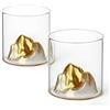 RYHMHA Set di 2 bicchieri da whisky in cristallo giapponese Fujiyama, bicchieri da 354 ml per whisky, cognac, scotch, cocktail, rum, birra (Montagna Dorata)