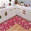CAROMIO Tappetini Runner da Cucina Natalizi 40x60 + 40x120 cm Tappeti da Cucina Lavabili 2 Pezzi Supporto in Gomma Antiscivolo Tappetini per Pavimento per Cucina Corridoio Tappeto Natalizio Tappeti