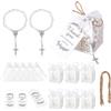 PH PandaHall Set da 120 bomboniere per battesimo, set da 3 pezzi, rosario con croce e perle finte, braccialetti con sacchetti di organza, scatole di carta vuote e etichette in carta kraft di
