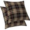 ggaimwf Federe per cuscini scozzesi 2 pacchi Marrone cioccolato Cuscini di tiro A quadretti Plaid Tema scozzese Fodere per cuscini Salone Camera da letto Copricuscino Con cerniera invisibile 50x50cm