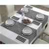 LAN&LAN Runner da tavola rettangolare a quadretti Vichy, 40 x 170 cm, runner da tavola rustico e con design senza tempo (nero)