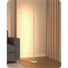EDISHINE Lampada da Terra a LED Dimmerabile in Continuo, Luce Bianca Calda 3000K, Lampada da Terra Angolare con Interruttore a Pedale, Lampada d'Atmosfera Moderna per Camera, Soggiorno, Argento