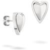 LIEBESKIND Berlin, orecchini a forma di cuore, in acciaio inox, argento, 1,5 cm, chiusura a incastro, impermeabili e delicati sulla pelle