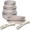 San Ignacio Set di 5 pezzi: 2 padelle Ø24Ø28cm e 3 pentole Ø16Ø18Ø20cm in alluminio pressato con rivestimento ILAG con 2 manici estraibili