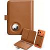 Stouchi AirTag RFID Portafoglio per passaporto, portafoglio da viaggio in pelle vegana di alta qualità con custodia magnetica staccabile e cinturino a estrazione rapida, Marrone, 2 x 5 x 8 cm