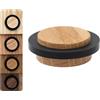 EVI Herrajes | Fermaporta in Legno | Legno di Quercia con Gomma Nera | Ø47x22mm | Installazione Adesiva | Ottimo per il parquet | Mod.20345X19