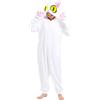 dressfan Pigiama unisex Gatto Onesie Costume Jumpsuits Bianco Gatto Pigiama Pigiama Kawaii Daijin Neko Halloween Carnevale Cosplay Costume per adulti e ragazzi, bianco, L