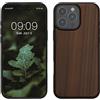 kwmobile Custodia Compatibile con Apple iPhone 16 PRO Max Cover - Protezione in Legno per Smartphone - Back Case con Bumper in Silicone TPU - Marrone Scuro