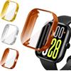 iVoler 3 Pezzi Clear Cover con Pellicola Protettiva per Xiaomi Redmi Watch 5 / Redmi Watch 4, Copertura Completa Custodia Anti-Graffio Ultra Sottile Morbida TPU Case, Trasparente + Nero + Oro Rosa