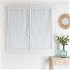 HomeMaison.com Set di 2 vetrate effetto lino, con vetro ricamato, tenda bianca, 60 x 120 cm, tenda con orlo e passante, tenda per finestra moderna