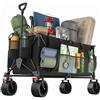 JUMMICO Carrello Spiaggia Pieghevole 260L, Carrello con Ruote Portatutto | Freno | Carrellino con Ruote Portatutto Max 200kg | Manico Regolabile | 25L Tasche Laterali | Esterni Giardino Campeggio(Nero)