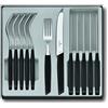 Victorinox Modern Set di posate per 6 persone, 12 pezzi, incl. coltelli affilati e seghettati, manici in plastica, nero
