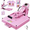 AKEYDIY 38 x 38 cm, pressa a caldo estratta, pressa piatta per magliette, stampa a trasferimento, macchina digitale industriale per sublimazione su magliette per fai da te (rosa)