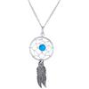 Bling Jewelry Occidentale Boho Turchese Accento Nativo Americano Indiano Piume Foglia Dream Catcher Collana Per Le Donne Adolescenti Ossidato .925 Argento