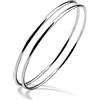 Dankadi Bracciale Finemente Lucidato in Argento 925 2MM di Larghezza, Set da 1/2/3 Impilabile 60 65 68MM di Diametro, Braccialetto da Polso Rotondo Liscio Pieno Semplice Classico DIY per Donna