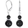 Bling Jewelry Gemma Naturale Onice Nero Boho Bali Milgrain Bordato Perline Rondel Separatore Doppia Palla Rotonda Dangle Orecchini Per Le Donne Teen .925 Sterling Silver Lever Back