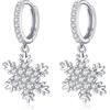 SLUYNZ Solid 925 Argento Sterling Scintillante CZ Fiocco di Neve Orecchini Cerchio per Le Donne Ragazze Teen Fiocco di Neve Orecchini Cerchio Huggie Orecchini Goccia Regali di Natale (A-Silver)