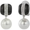 Traveller Orecchini a clip - Pendenti - Perla bianco - Cristallo - Nero - placcati platino - 114224