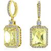 Bling Jewelry Placcato In Oro In Ottone Huggie Hoop Simulato Citrino Cz Dangle Orecchini