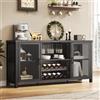 Launica Armadietto da bar per liquori, armadietto industriale per vino, credenza rustica, per liquori e bicchieri, con scaffale, per casa, cucina, sala da pranzo, rovere grigio scuro, 140 cm