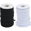 nuluxi 2 Pezzi 6mm Elastico per Cucito,146 Metri Banda Elastica,Elastico per Cucito Elastico Piatto 6mm di Larghezza Corde Elastiche Bianco per Cucito, Artigianato, Maglieria e Fai da Te