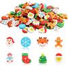 DERAYEE 120 mini gomme da cancellare di Natale, Babbo Natale, alce, pupazzo di neve, omino di pan di zenzero per feste per bambini e premi in classe