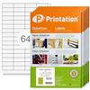 Printation 32000 Etichette adesive (48,5x16,9mm) stampabili - Printation | 500 fogli A4 con 4x16=64 etichette per indirizzi, adesivi per spedizioni 48x16mm - per stampanti laser e inkjet